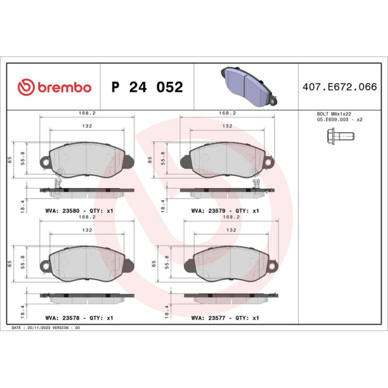 BREMBO Bremsklötze VA P 24 052 BREMBO Bremsklötze VA P 24 052