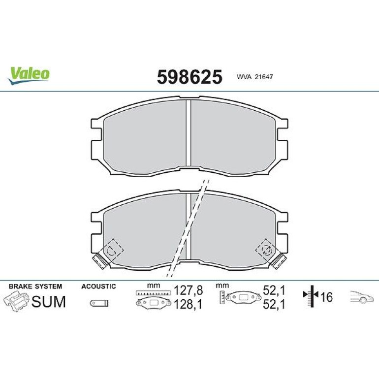 VALEO Bremsbeläge 598625 VALEO Bremsbeläge 598625