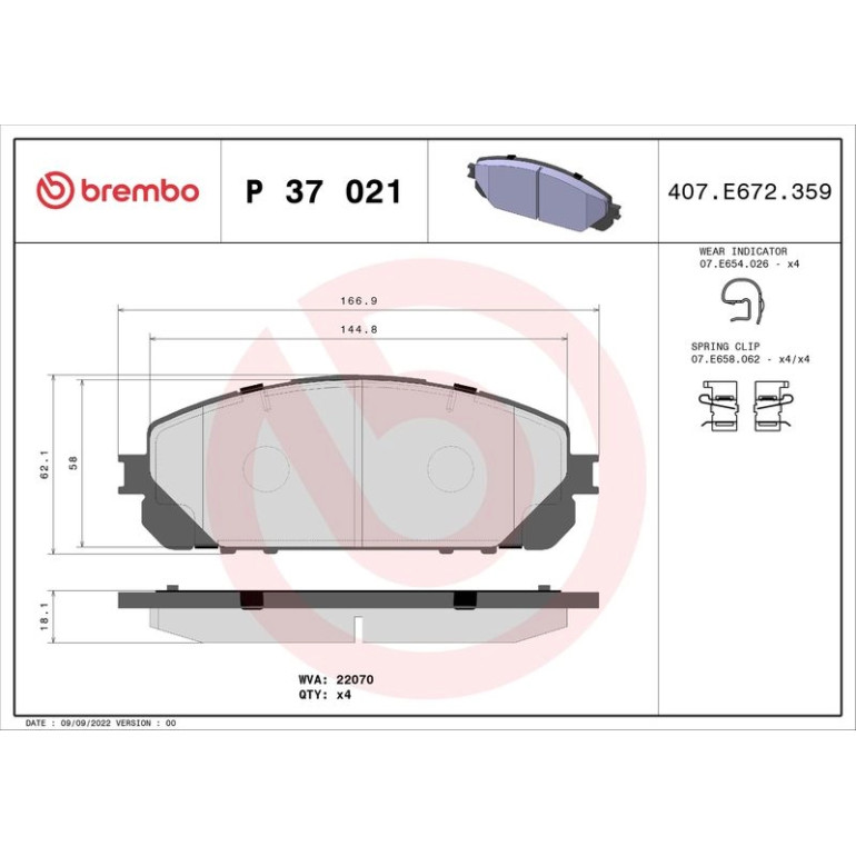 BREMBO Bremsklötze VA P 37 021 BREMBO Bremsklötze VA P 37 021