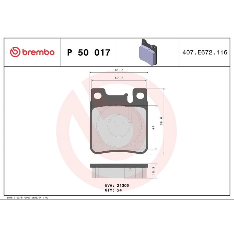 BREMBO Bremsklötze HA P 50 017 BREMBO Bremsklötze HA P 50 017