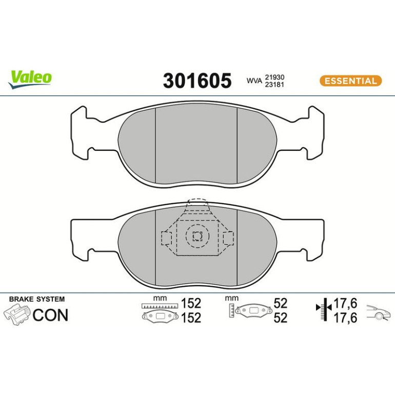 VALEO Bremsbeläge 301605 VALEO Bremsbeläge 301605