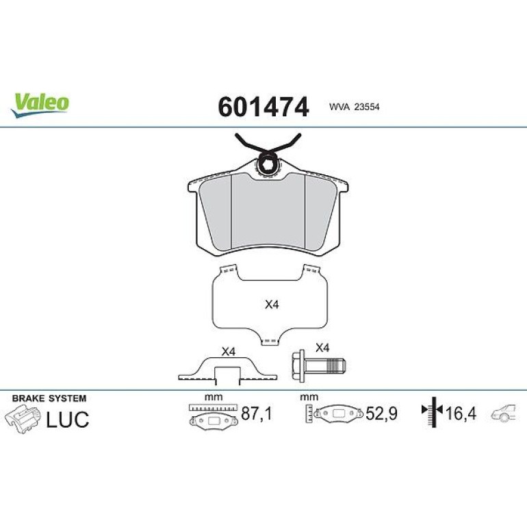VALEO Bremsbeläge 601474 VALEO Bremsbeläge 601474