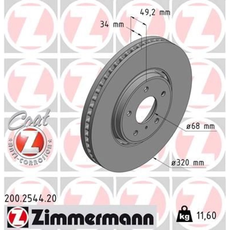 ZIMMERMANN Bremsscheibe 200.2544.20 ZIMMERMANN Bremsscheibe 200.2544.20