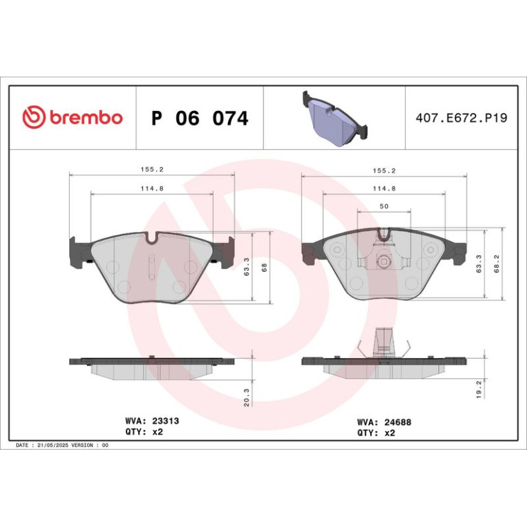 BREMBO Bremsklötze VA P 06 074 BREMBO Bremsklötze VA P 06 074
