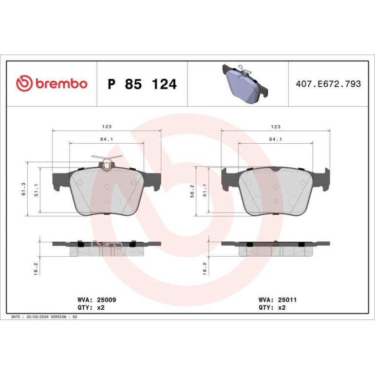 BREMBO Bremsklötze HA P 85 124 BREMBO Bremsklötze HA P 85 124