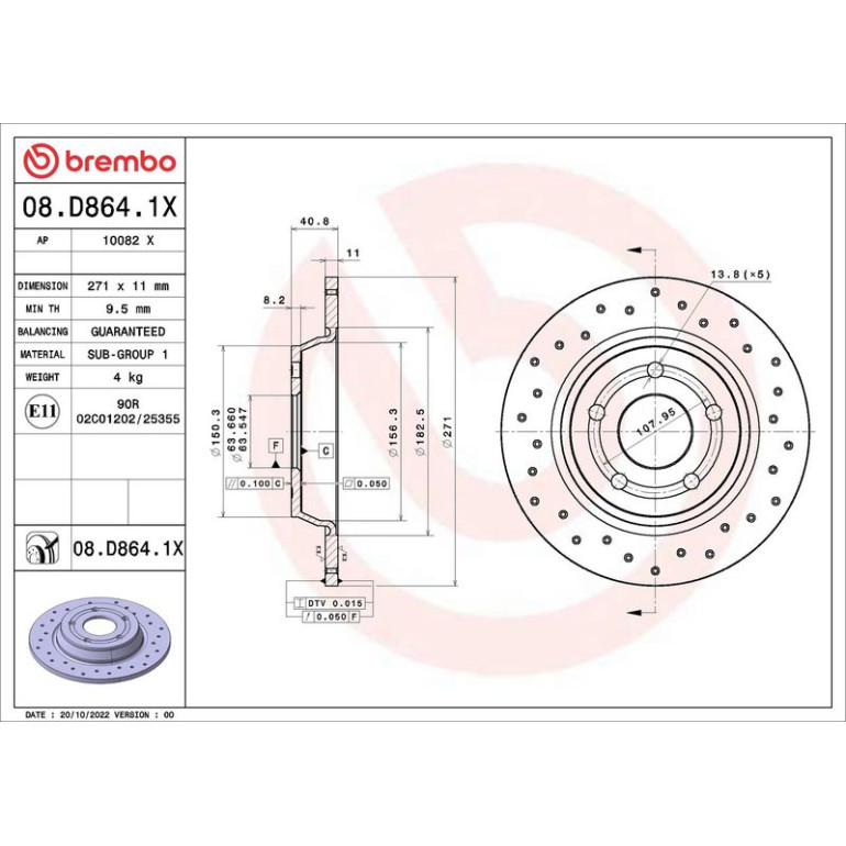 Bremsscheibe HA Xtra 08.D864.1X Bremsscheibe HA Xtra 08.D864.1X