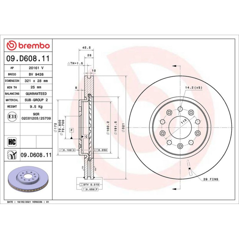 Bremsscheibe VA 09.D608.11 Bremsscheibe VA 09.D608.11