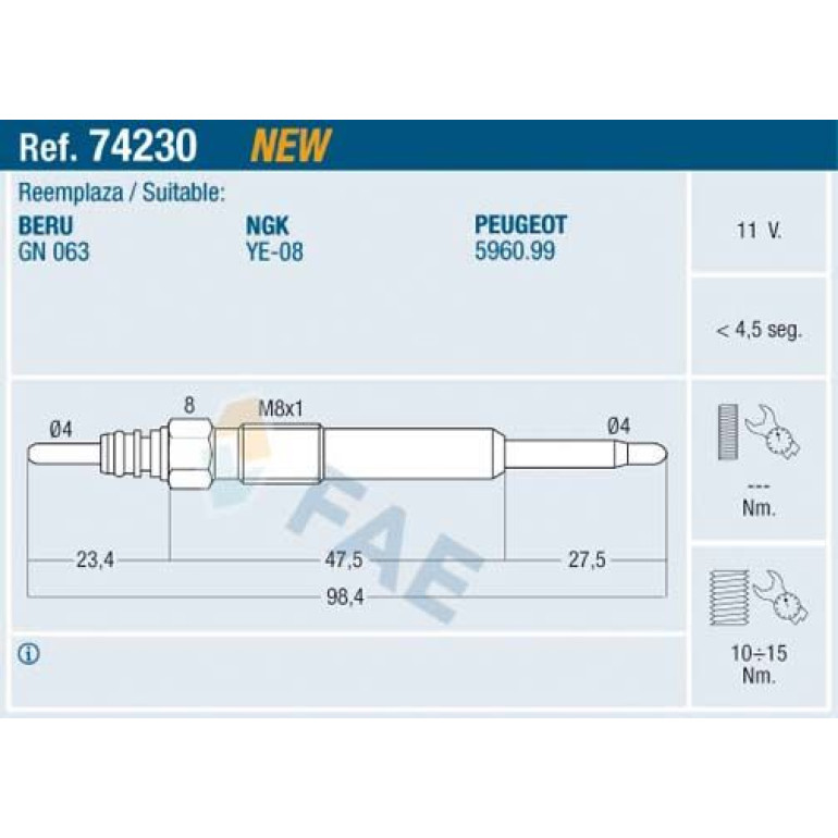 FAE Glühkerze 74230 FAE Glühkerze 74230