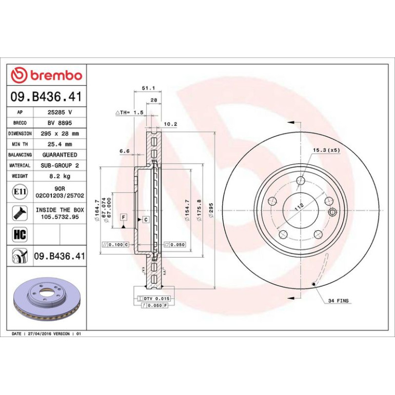 15 481 104 Bremsscheibe VA 09.B436.41 15 481 104 Bremsscheibe VA 09.B436.41