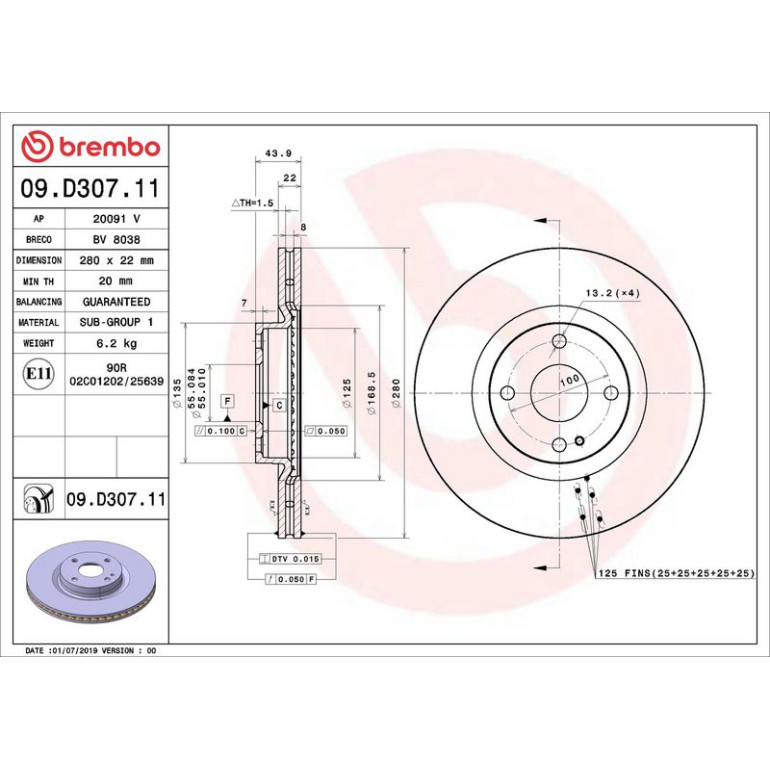 Bremsscheibe VA 09.D307.11 Bremsscheibe VA 09.D307.11