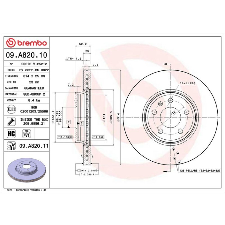 12 481 046 Bremsscheibe VA 09.A820.11