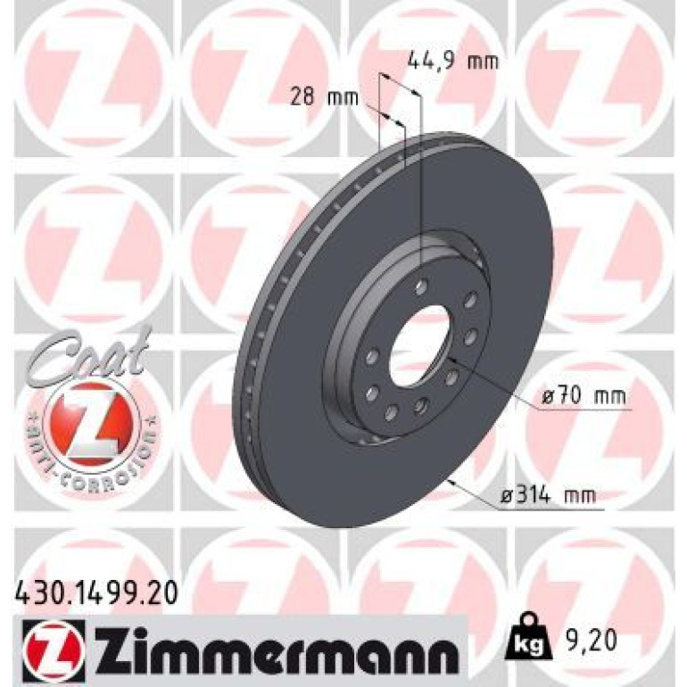 ZIMMERMANN Bremsscheibe 430.1499.20 ZIMMERMANN Bremsscheibe 430.1499.20