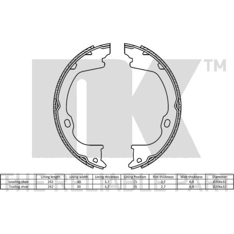 Handbremsbacken Jeep Grand Cherokee 10 2793818 Handbremsbacken Jeep Grand Cherokee 10 2793818