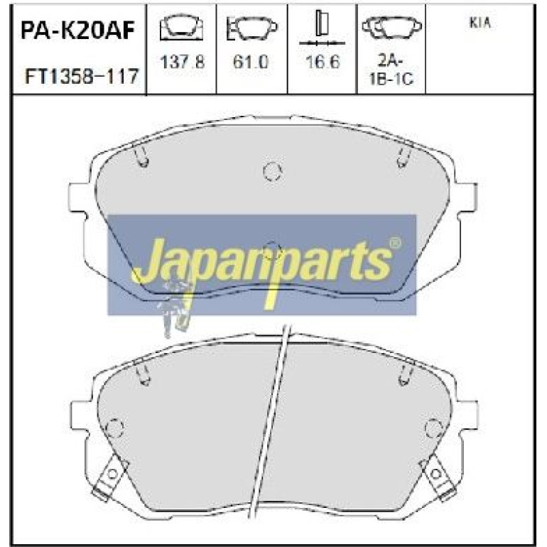Japanparts Bremsbeläge PA-K20AF Japanparts Bremsbeläge PA-K20AF