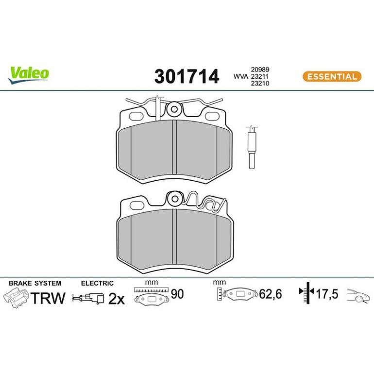 VALEO Bremsbeläge 301714 VALEO Bremsbeläge 301714