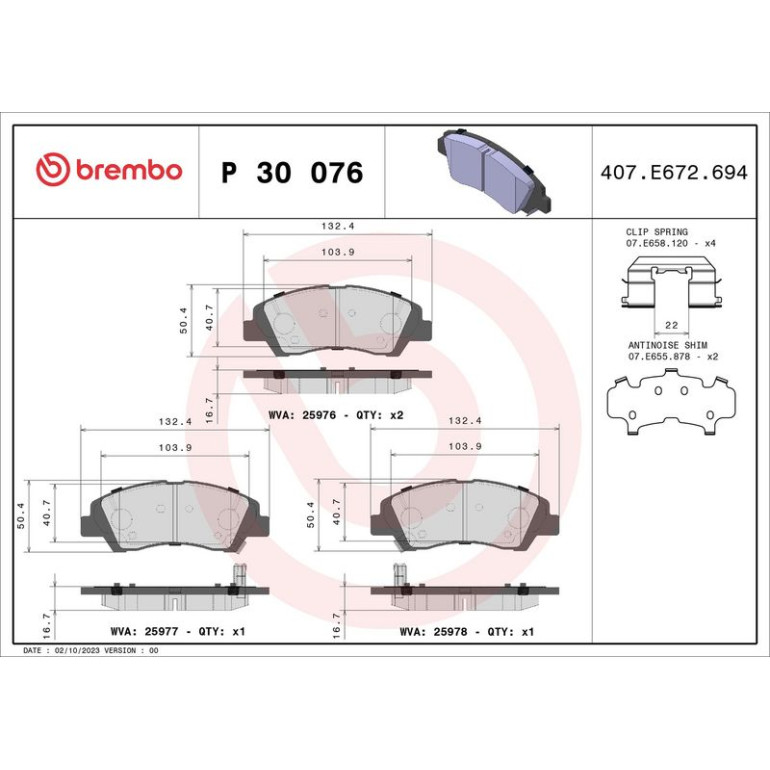 BREMBO Bremsklötze VA P 30 076 BREMBO Bremsklötze VA P 30 076