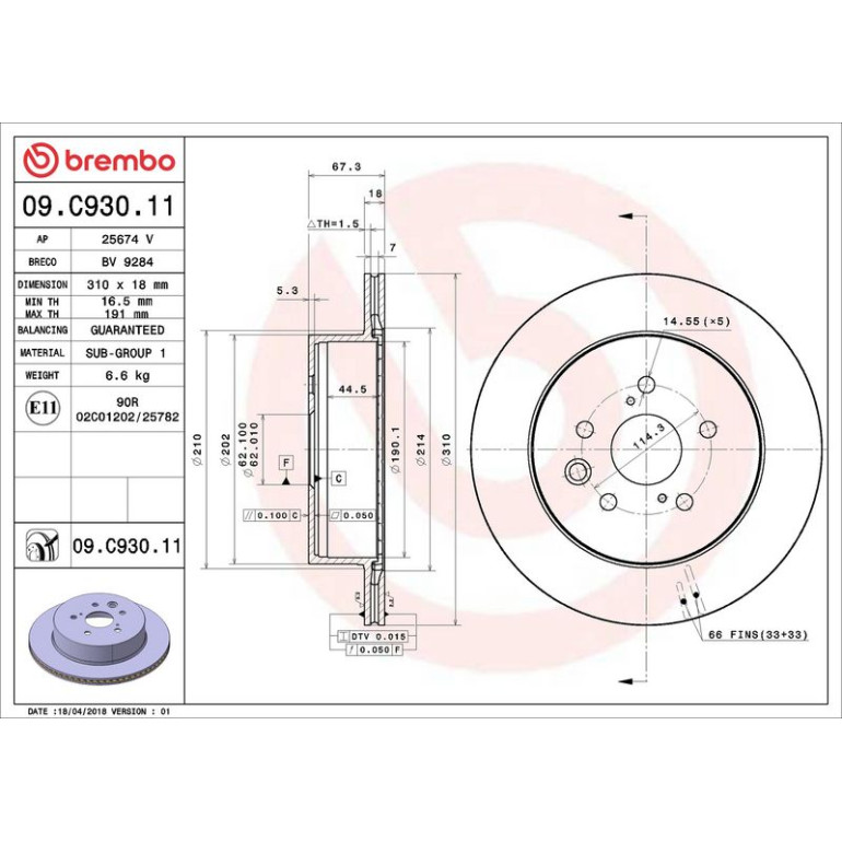 82 482 049 Bremsscheibe HA 09.C930.11