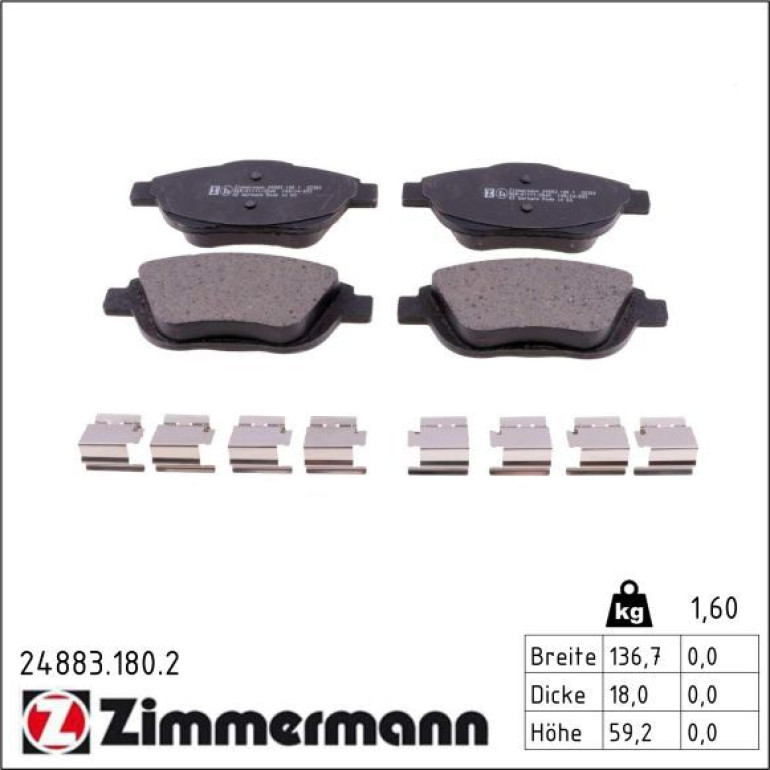 ZIMMERMANN Bremsbeläge 24883.180.2 ZIMMERMANN Bremsbeläge 24883.180.2