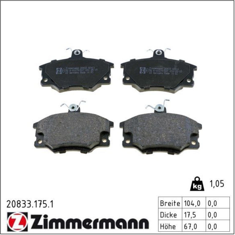 ZIMMERMANN Bremsbeläge 20833.175.1