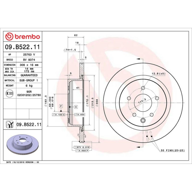 Bremsscheibe HA 09.B522.11 Bremsscheibe HA 09.B522.11