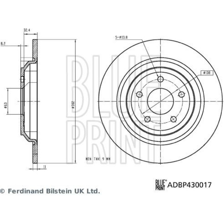 BLUE PRINT Bremsscheibe ADBP430017 BLUE PRINT Bremsscheibe ADBP430017