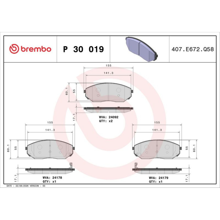 BREMBO Bremsklötze VA P 30 019 BREMBO Bremsklötze VA P 30 019