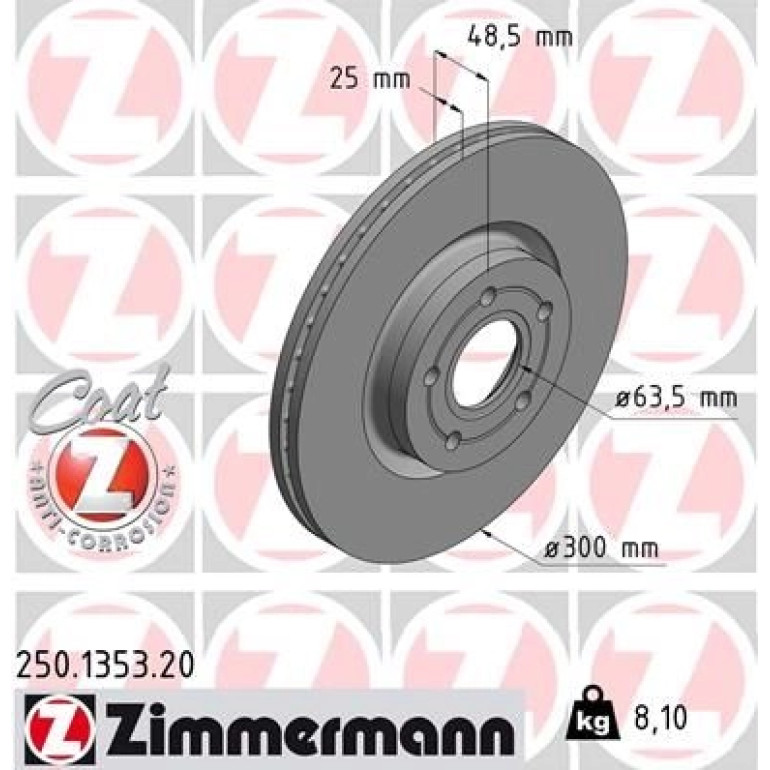 ZIMMERMANN Bremsscheibe 250.1353.20 ZIMMERMANN Bremsscheibe 250.1353.20