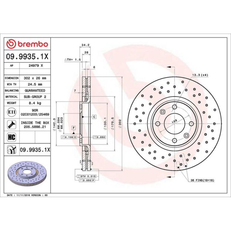Bremsscheibe VA Xtra 09.9935.1X Bremsscheibe VA Xtra 09.9935.1X