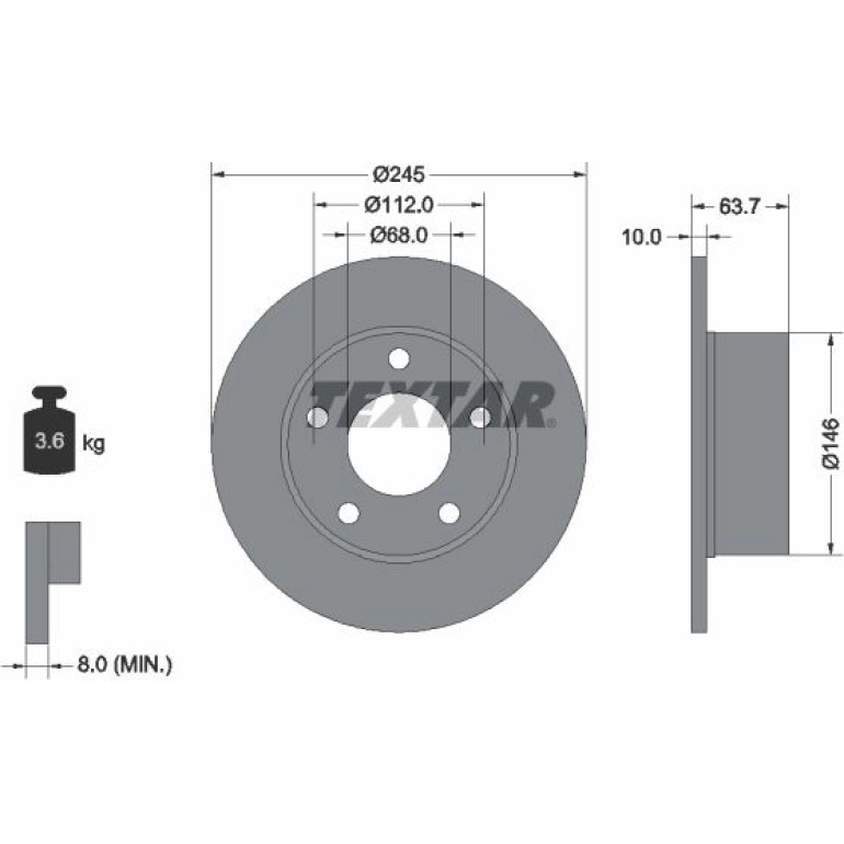 Bremsscheibe Vw T. A100/A6/Passat 96- 245X10 92057503 Bremsscheibe Vw T. A100/A6/Passat 96- 245X10 92057503