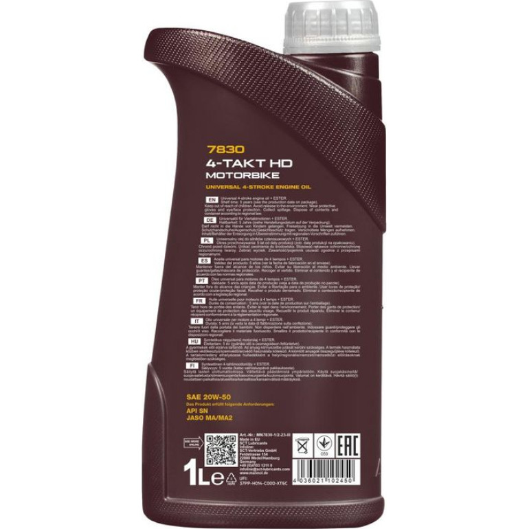 MANNOL 4-Takt Motorbike HD 20W-50 7830 1 Liter MN7830-1 MANNOL 4-Takt Motorbike HD 20W-50 7830 1 Liter MN7830-1