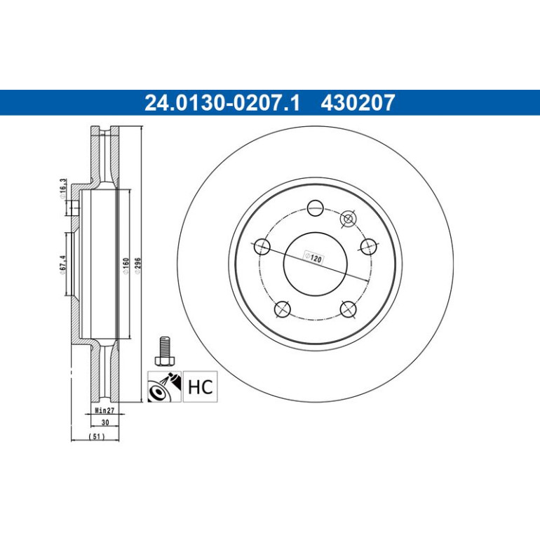 Bremsscheibe Opel P. Insignia 1.4-2.0 Cdti 08 24.0130-0207.1 Bremsscheibe Opel P. Insignia 1.4-2.0 Cdti 08 24.0130-0207.1