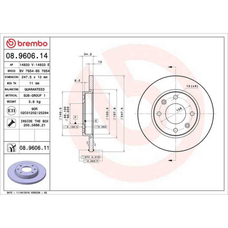 71 481 033 Bremsscheibe VA 08.9606.14