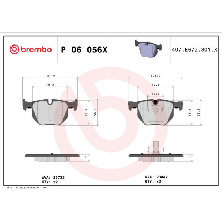 BREMBO Bremsklötze HA P 06 056X BREMBO Bremsklötze HA P 06 056X