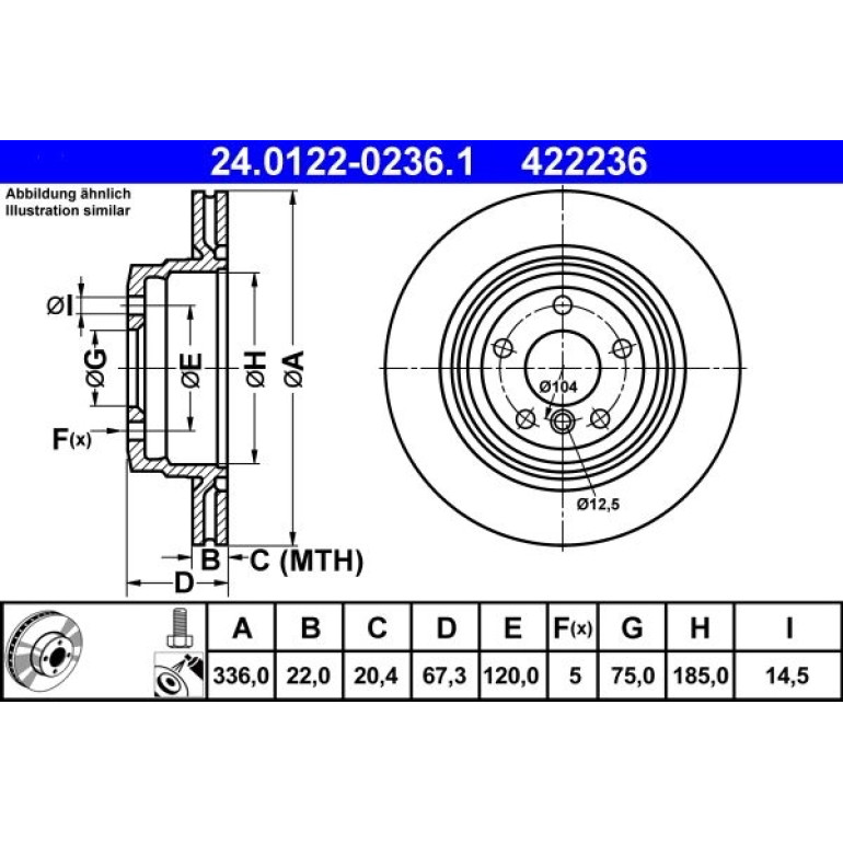 Bremsscheibe Bmw T. 3 2.0-3.0 05-13 24.0122-0236.1 Bremsscheibe Bmw T. 3 2.0-3.0 05-13 24.0122-0236.1