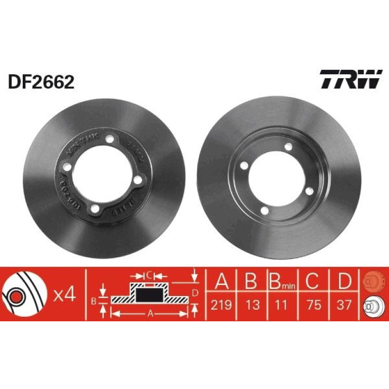 TRW Bremsscheibe DF2662 TRW Bremsscheibe DF2662