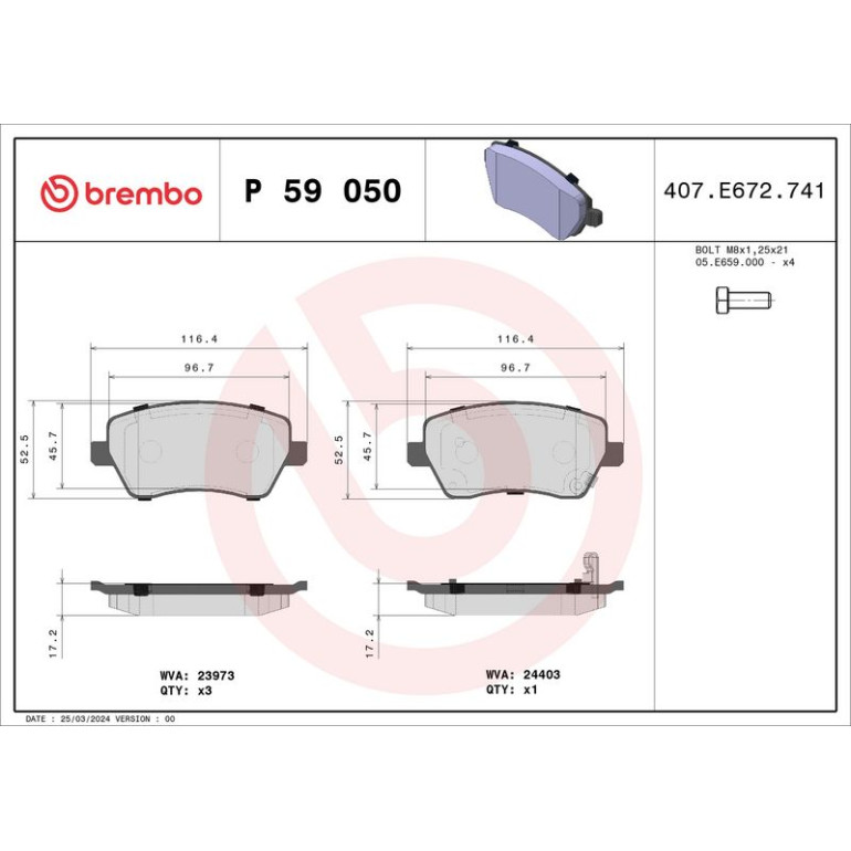 BREMBO Bremsklötze VA P 59 050 BREMBO Bremsklötze VA P 59 050