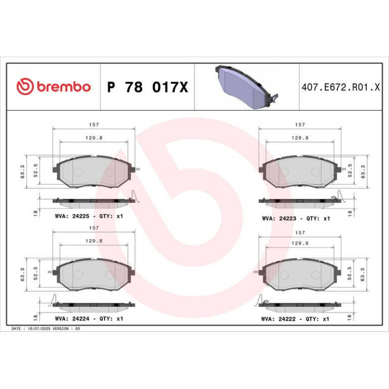 BREMBO Bremsklötze Xtra VA/ HA P 78 017X BREMBO Bremsklötze Xtra VA/ HA P 78 017X