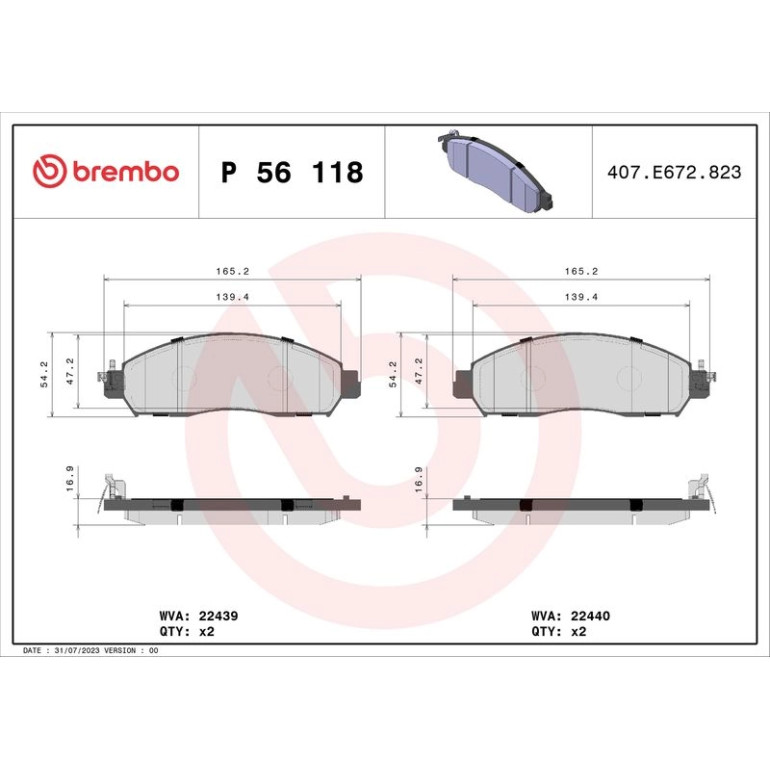 BREMBO Bremsklötze VA P 56 118 BREMBO Bremsklötze VA P 56 118