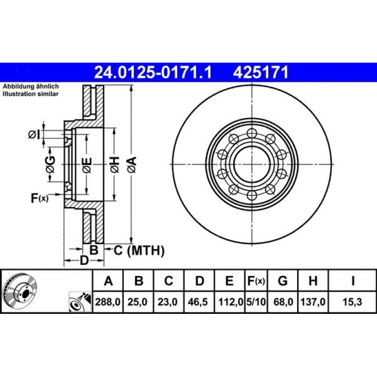 Bremsscheibe Vw S. A100/A4/A6/Passat 96-/A8 99 24.0125-0171.1 Bremsscheibe Vw S. A100/A4/A6/Passat 96-/A8 99 24.0125-0171.1