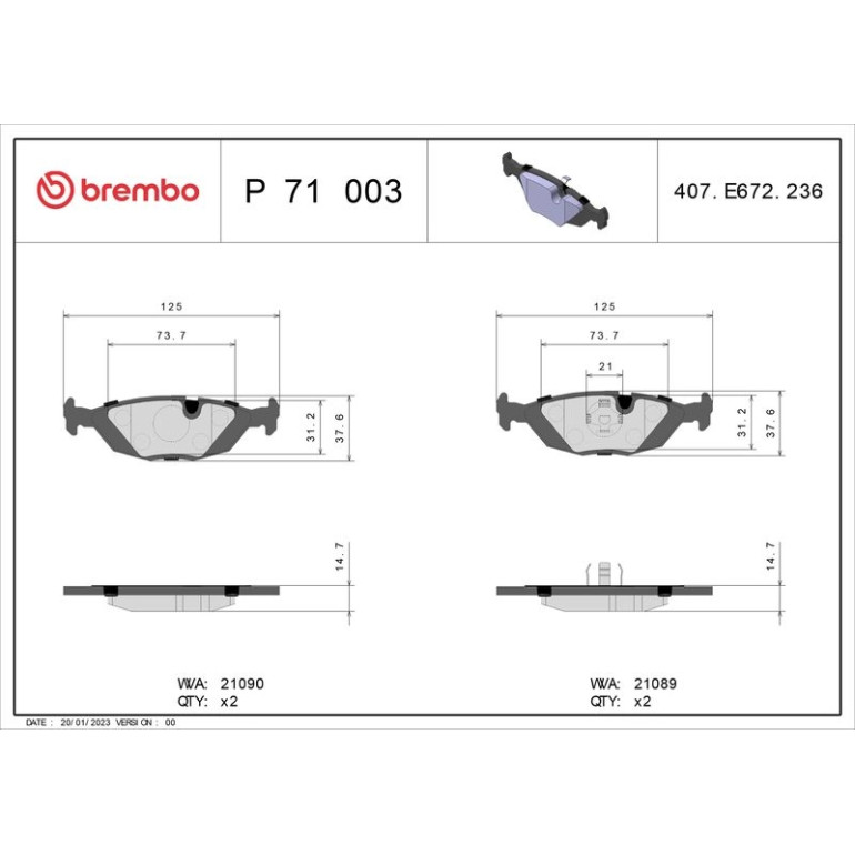 BREMBO Bremsklötze HA P 71 003 BREMBO Bremsklötze HA P 71 003