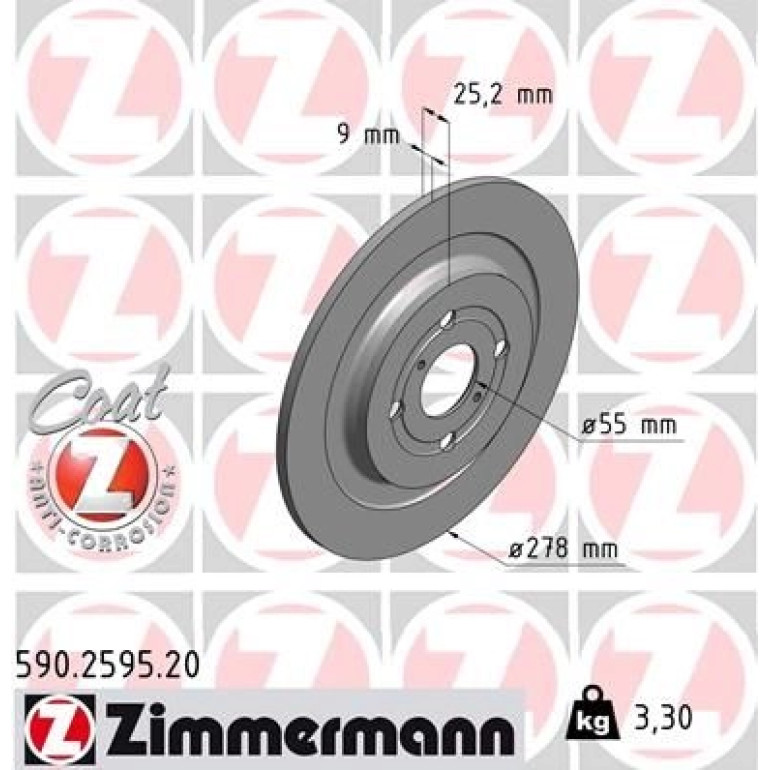 ZIMMERMANN Bremsscheibe 590.2595.20 ZIMMERMANN Bremsscheibe 590.2595.20