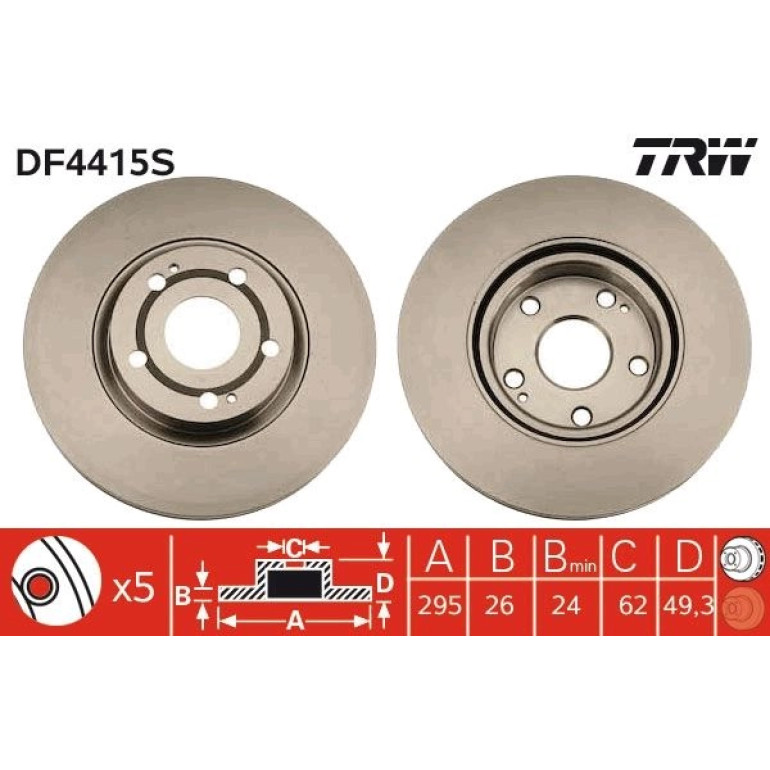Bremsscheibe Toyota P. Avensis/Corolla 1.6-2.2 D-4D 04-09 DF4415S Bremsscheibe Toyota P. Avensis/Corolla 1.6-2.2 D-4D 04-09 DF4415S