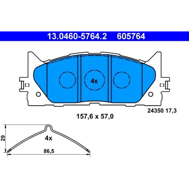 Bremsbelagsatz Toyota P. Camry 2.0-3.5 06 13.0460-5764.2 Bremsbelagsatz Toyota P. Camry 2.0-3.5 06 13.0460-5764.2