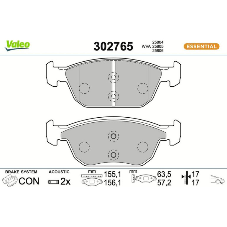 VALEO Bremsbeläge 302765 VALEO Bremsbeläge 302765