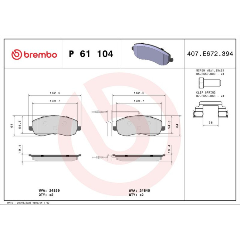 BREMBO Bremsklötze VA P 61 104 BREMBO Bremsklötze VA P 61 104