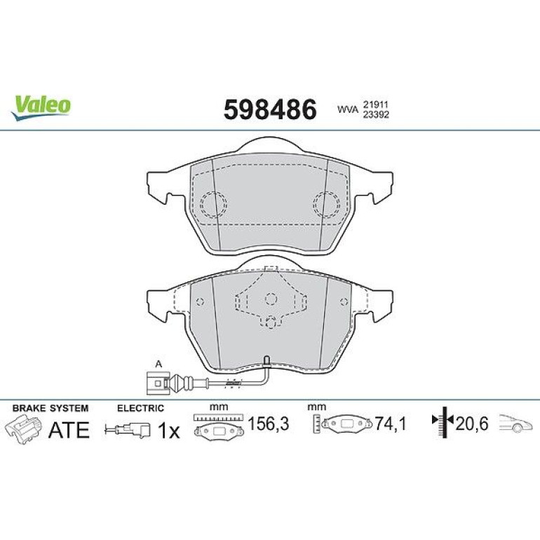 VALEO Bremsbeläge 598486 VALEO Bremsbeläge 598486
