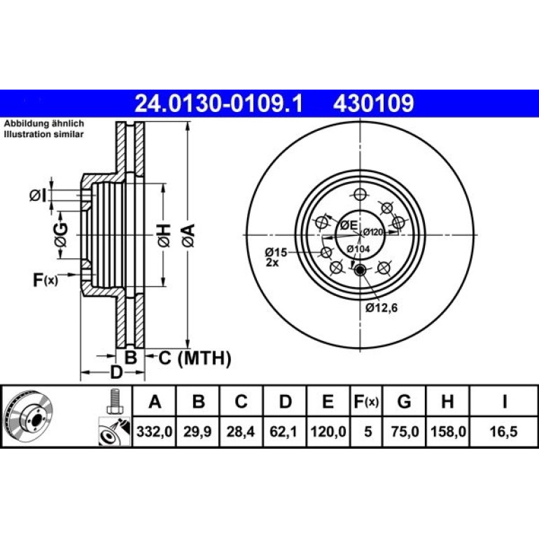 Bremsscheibe Bmw P. X3/X5 3.0-4.4 00-11 24.0130-0109.1 Bremsscheibe Bmw P. X3/X5 3.0-4.4 00-11 24.0130-0109.1