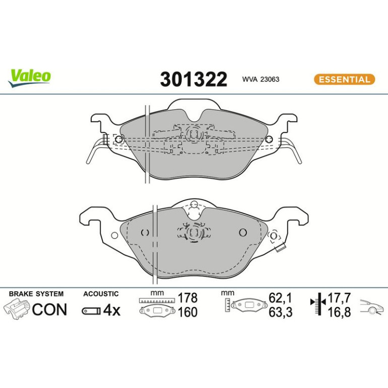VALEO Bremsbeläge 301322 VALEO Bremsbeläge 301322