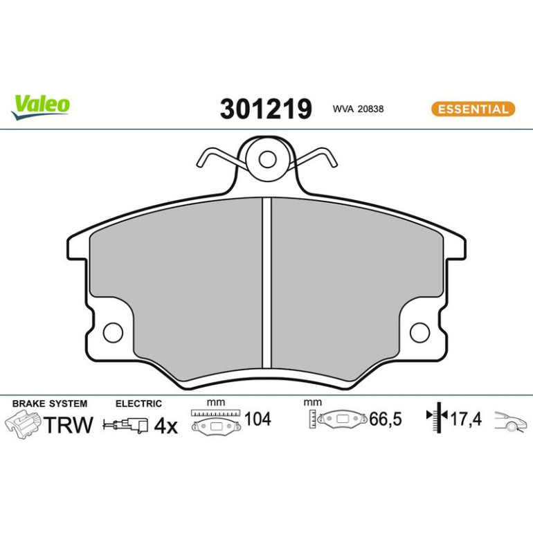 VALEO Bremsbeläge 301219 VALEO Bremsbeläge 301219