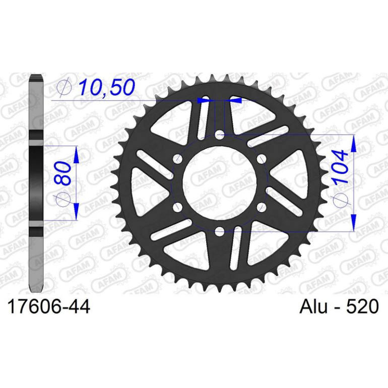 AFAM Kettenrad ALU 44 Zähne 17606-44 AFAM Kettenrad ALU 44 Zähne 17606-44
